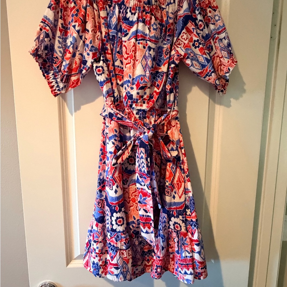 LOFT Scribble Ruffle Off-Shoulder Multicolor Mini… - image 7